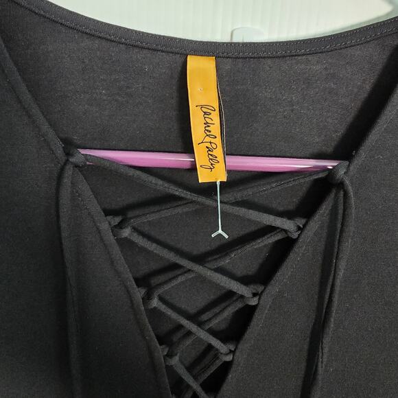 Rachel Pally Jolene Black Jersey Maxi Dress Lace Up Long Sleeve Size Large - Picture 5 of 7